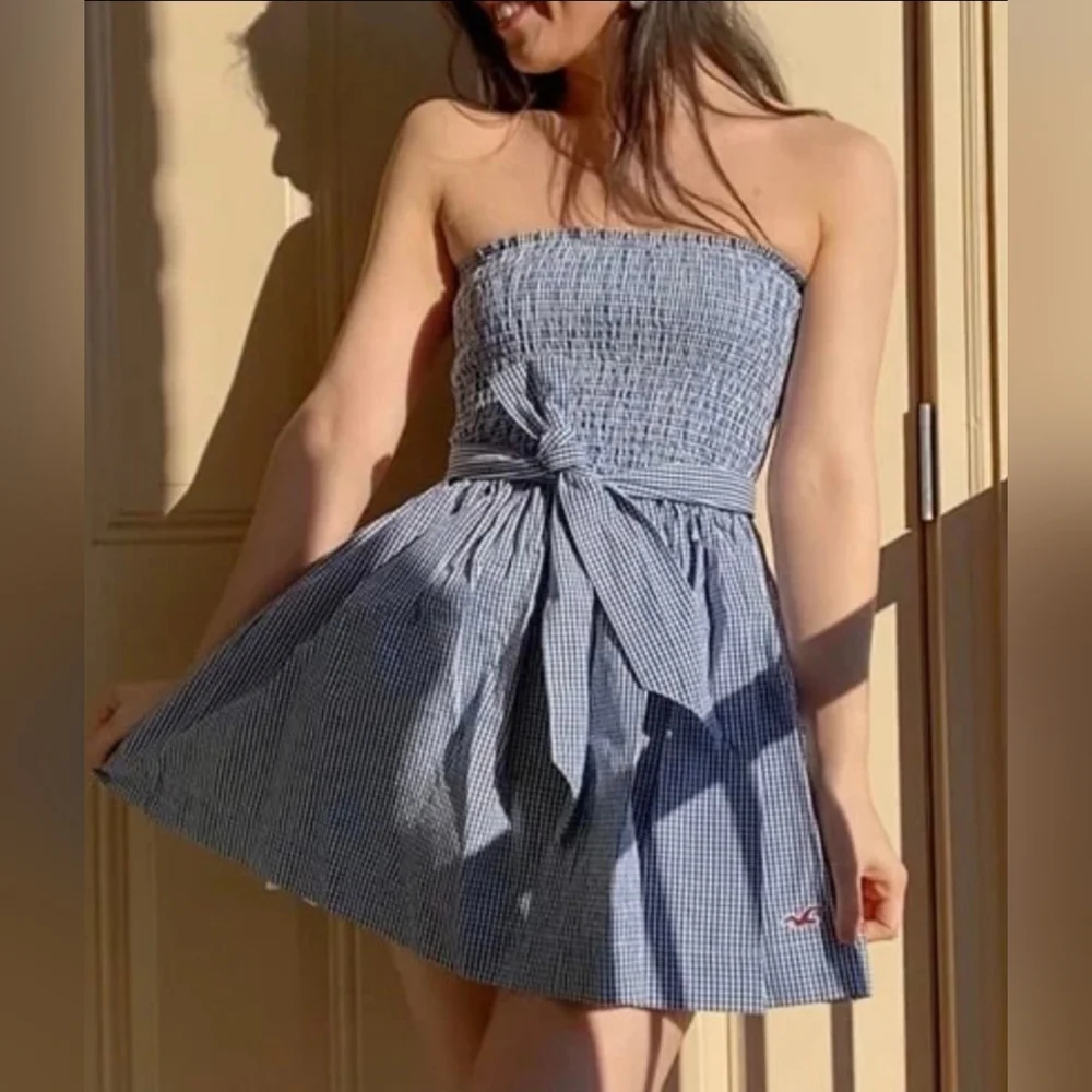 Hollister Gingham Tube Dress S - Picture 2 of 9